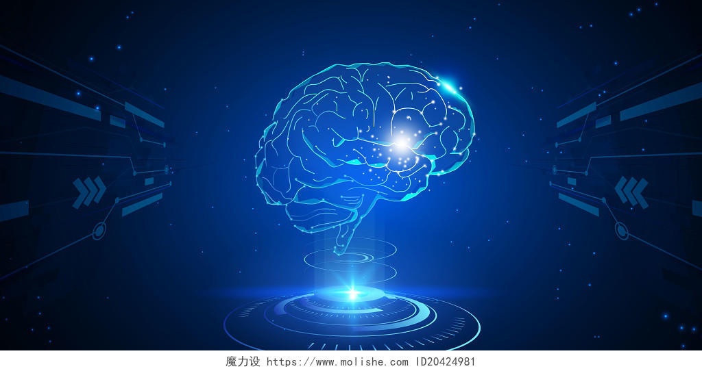 科技大脑深蓝色科技背景图智慧大脑智慧大脑未来科技